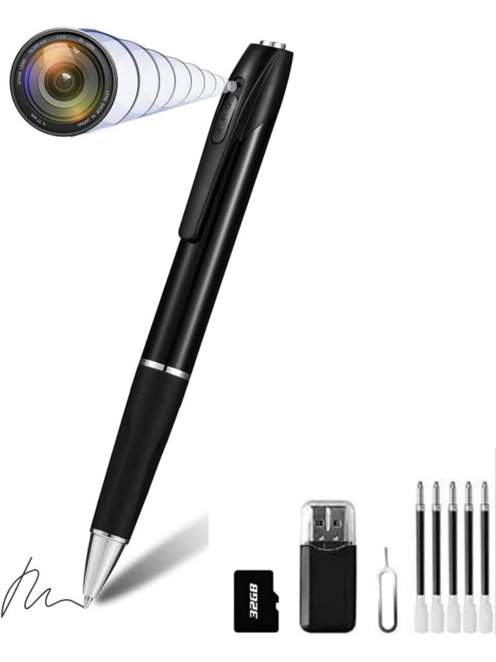 32GB Mini Pen Camera 1080P HD - Compact Spy Cam for Indoor/Outdoor Use